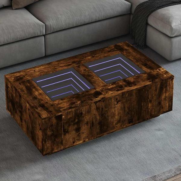 ARDEBO.de - Couchtisch mit Infinity-LED Räuchereiche 116x69x40 cm
