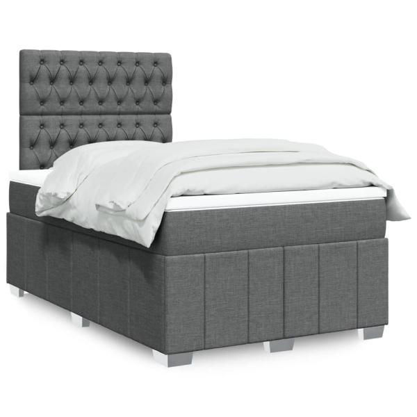 ARDEBO.de - Boxspringbett mit Matratze Dunkelgrau 120x190 cm Stoff