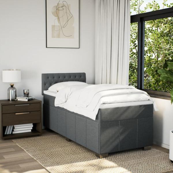 Boxspringbett mit Matratze Dunkelgrau 80x200 cm Stoff
