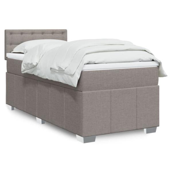 ARDEBO.de - Boxspringbett mit Matratze Taupe 90x190 cm Stoff