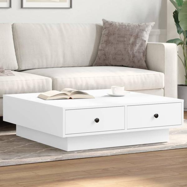 ARDEBO.de - Couchtisch Weiß 90x90x28 cm Holzwerkstoff