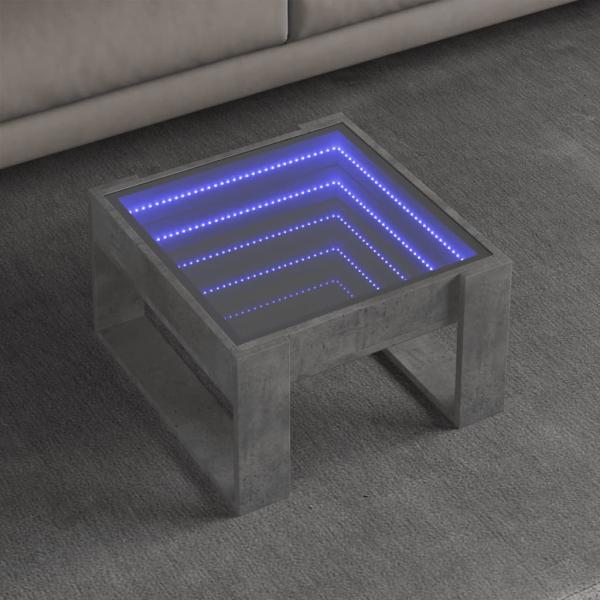 ARDEBO.de - Couchtisch mit Infinity-LED Betongrau 50x53x30 cm