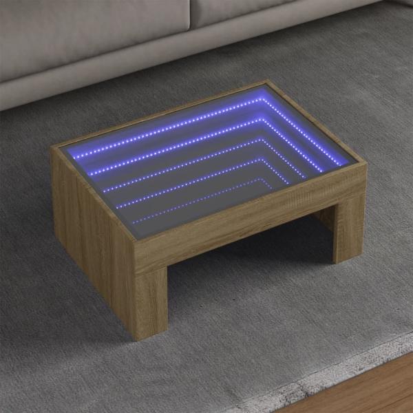 ARDEBO.de - Couchtisch mit Infinity-LED Sonoma-Eiche 70x50x30 cm