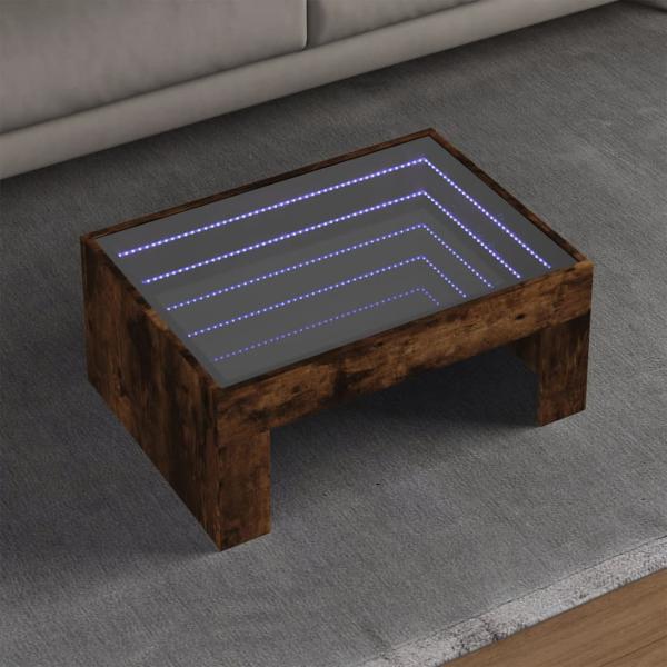 ARDEBO.de - Couchtisch mit Infinity-LED Räuchereiche 70x50x30 cm