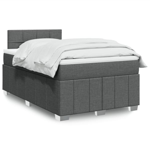 ARDEBO.de - Boxspringbett mit Matratze Dunkelgrau 120x190 cm Stoff
