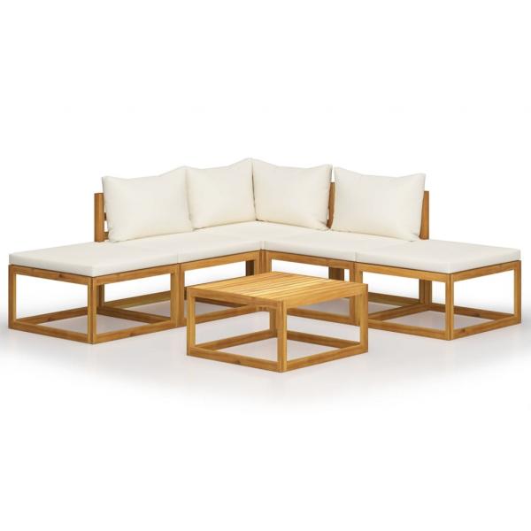 6-tlg. Garten-Lounge-Set mit Kissen Massivholz Akazie