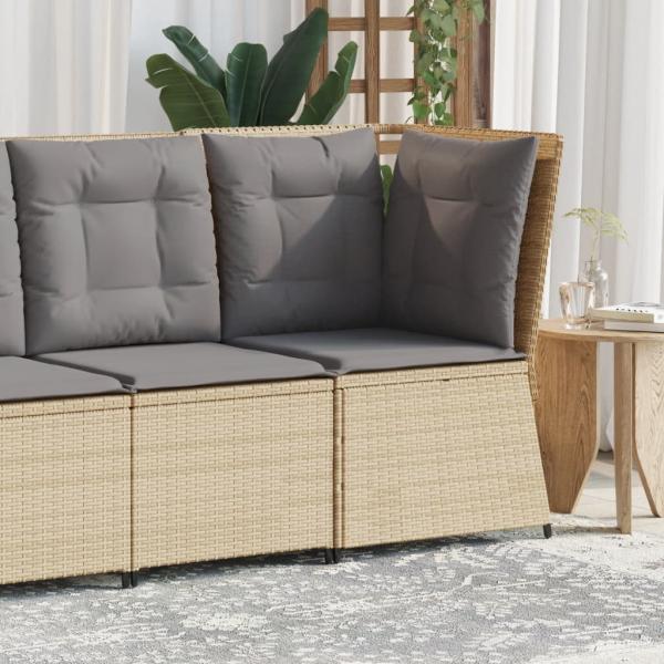ARDEBO.de - Garten-Ecksofa mit Kissen Beige Poly Rattan