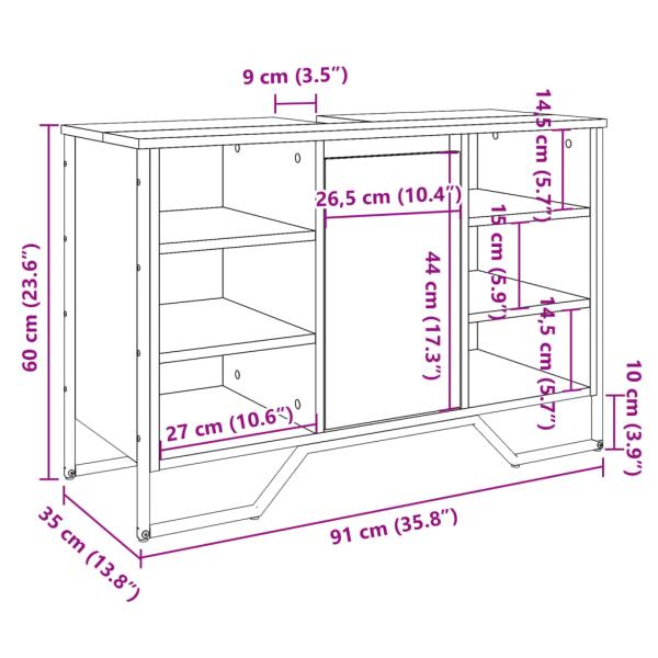 Waschbeckenunterschrank Sonoma-Eiche 91x35x60 cm Holzwerkstoff