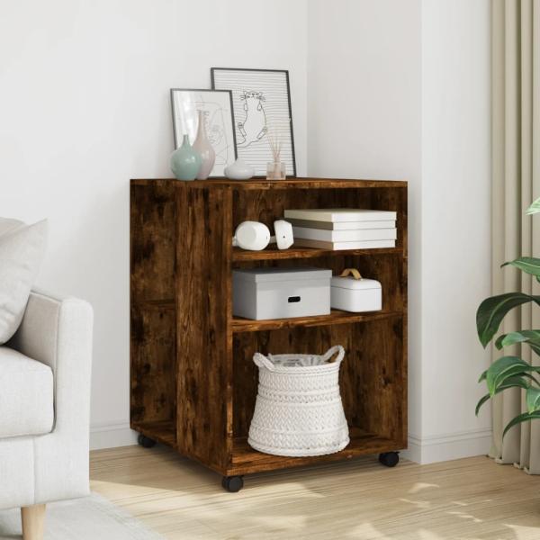ARDEBO.de - Beistelltisch mit Rollen Räuchereiche 55x60x78 cm Holzwerkstoff