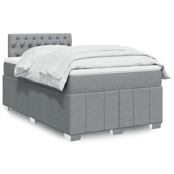 ARDEBO.de - Boxspringbett mit Matratze Hellgrau 120x190 cm Stoff