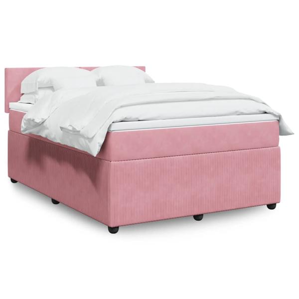 ARDEBO.de - Boxspringbett mit Matratze Rosa 140x190 cm Samt