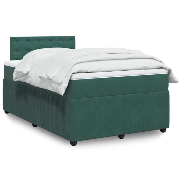 ARDEBO.de - Boxspringbett mit Matratze Dunkelgrün 120x200 cm Samt