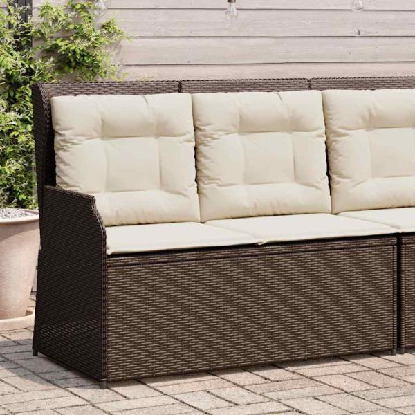 ARDEBO.de - Gartenbank Verstellbar mit Kissen Braun Poly Rattan