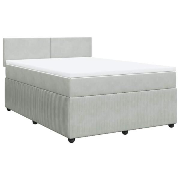 Boxspringbett mit Matratze Hellgrau 140x200 cm Samt