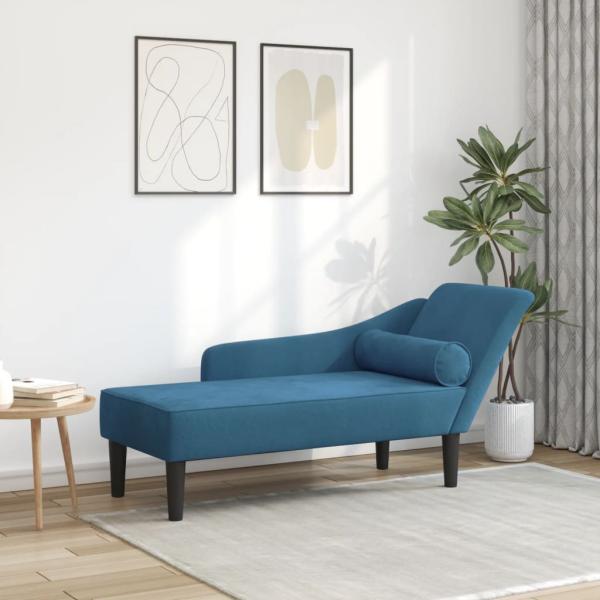 ARDEBO.de - Chaiselongue mit Kissen Blau Samt