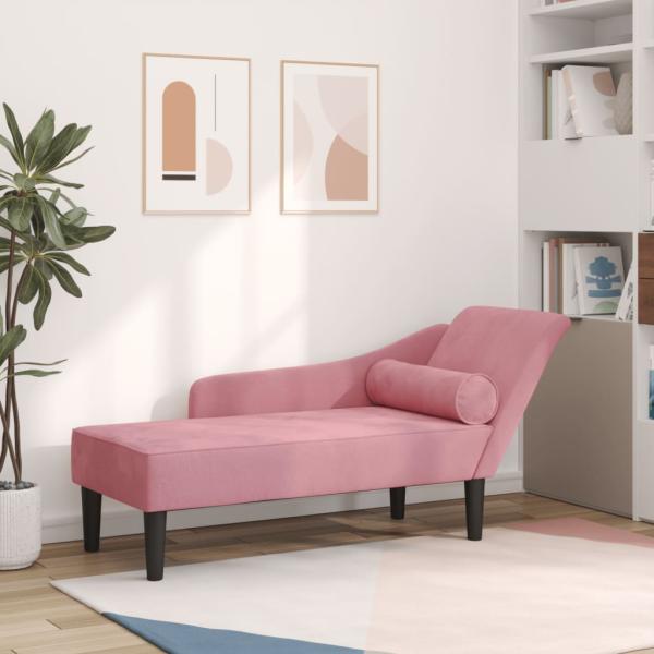 ARDEBO.de - Chaiselongue mit Kissen Rosa Samt