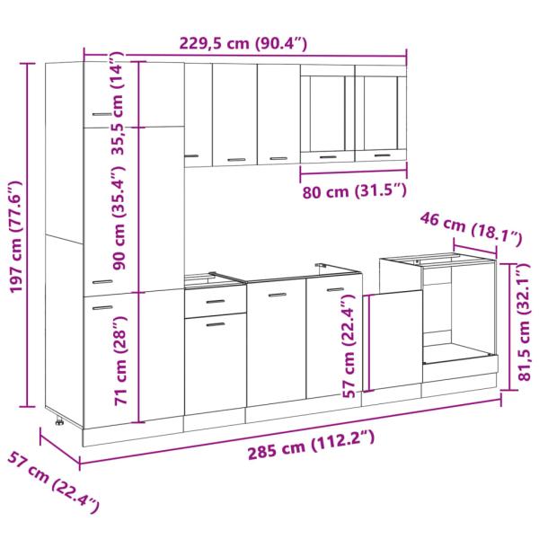 ARDEBO.de - 8-tlg. Küchenschrank-Set Sonoma-Eiche Holzwerkstoff