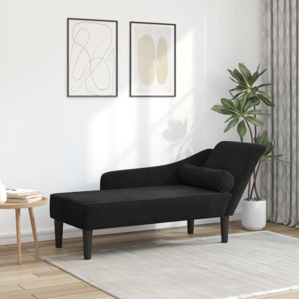 ARDEBO.de - Chaiselongue mit Kissen Schwarz Samt