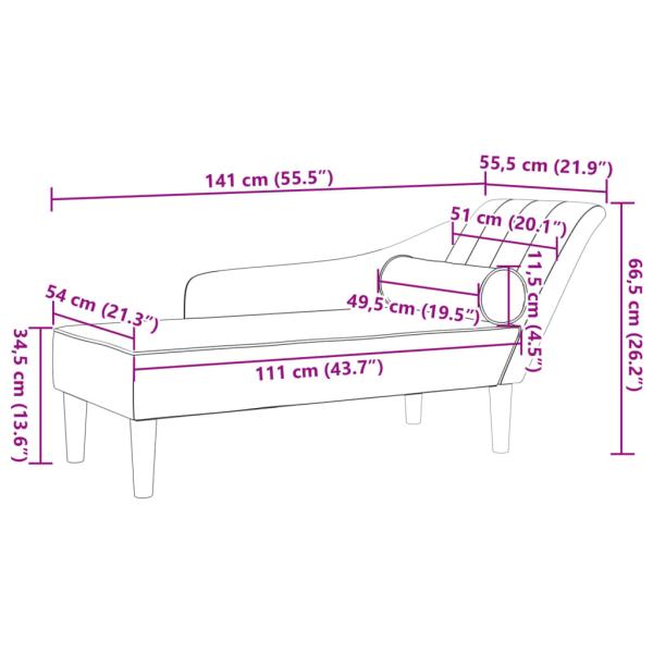 ARDEBO.de - Chaiselongue mit Kissen Blau Stoff