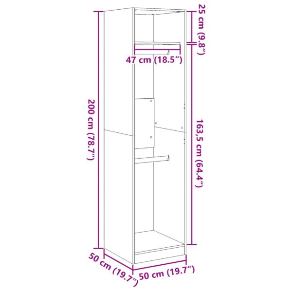 Kleiderschrank Altholz-Optik 50x50x200 cm Holzwerkstoff