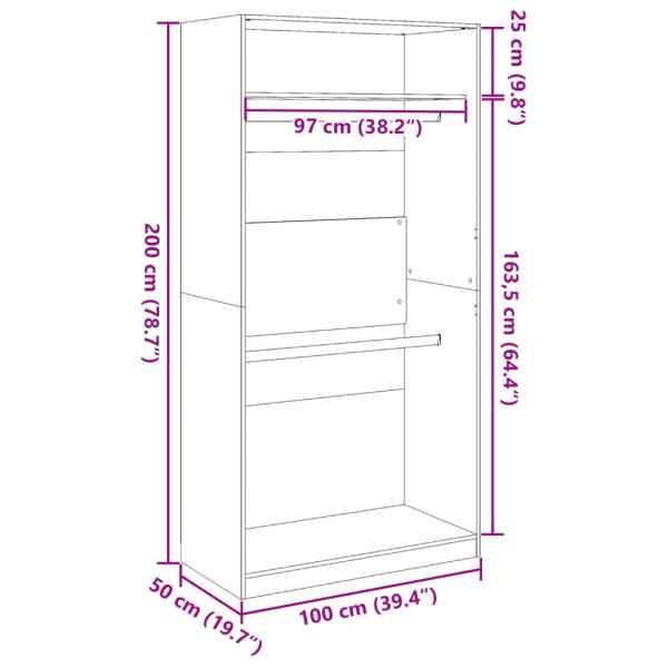 Kleiderschrank Artisan-Eiche 100x50x200 cm Holzwerkstoff