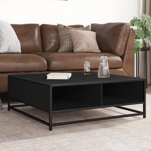 ARDEBO.de - Couchtisch Schwarz 80x80x30 cm Holzwerkstoff und Metall