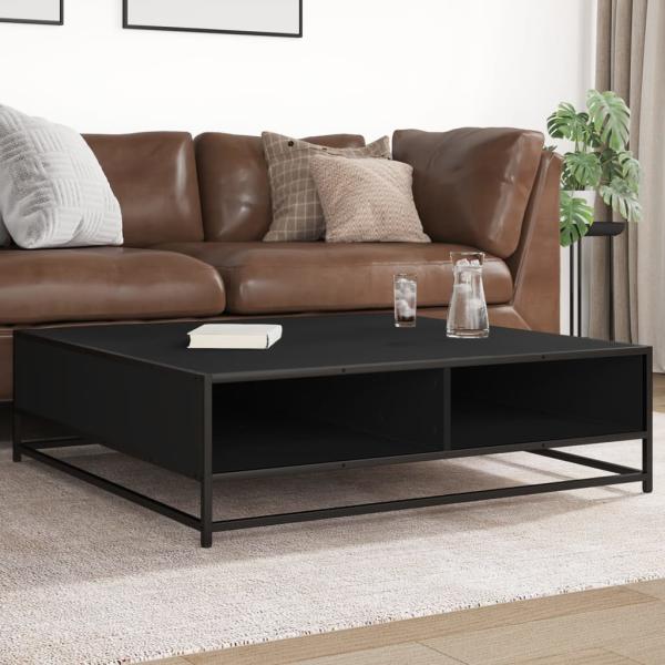 ARDEBO.de - Couchtisch Schwarz 100x100x30 cm Holzwerkstoff und Metall