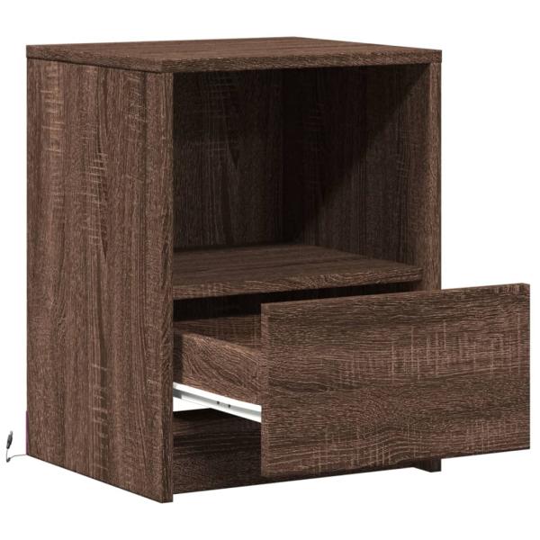 Nachttische mit LED-Leuchten 2 Stk. Braun Eiche Holzwerkstoff