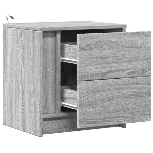 Nachttische mit LED-Leuchten 2 Stk. Grau Sonoma Holzwerkstoff