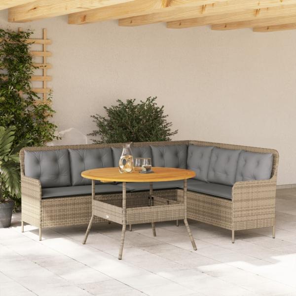 ARDEBO.de - 2-tlg. Garten-Sofagarnitur mit Kissen Beige Poly Rattan