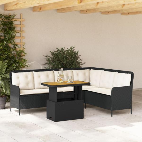ARDEBO.de - 2-tlg. Garten-Sofagarnitur mit Auflagen Schwarz Poly Rattan