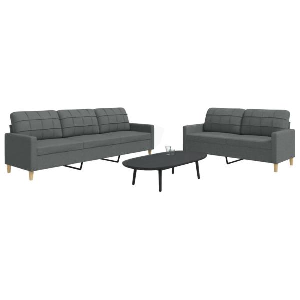 ARDEBO.de - 2-tlg. Sofagarnitur Dunkelgrau Stoff