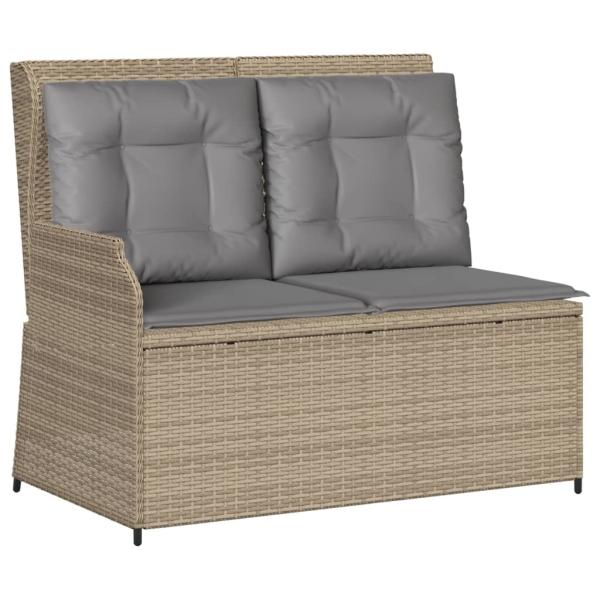 3-tlg. Garten-Sofagarnitur mit Kissen Beige Poly Rattan