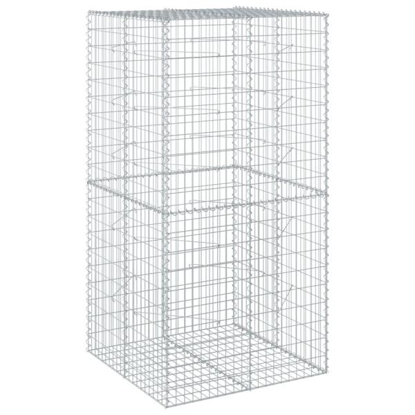 Gabione mit Deckel 100x100x200 cm Verzinktes Eisen