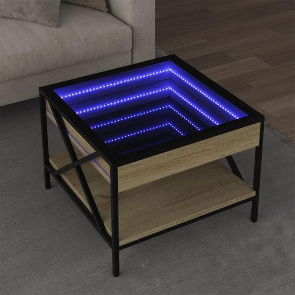 ARDEBO.de - Couchtisch mit Infinity-LED Sonoma-Eiche 50x50x38 cm