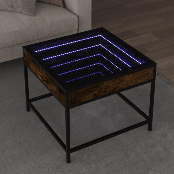 ARDEBO.de - Couchtisch mit Infinity-LED Räuchereiche 50x50x41 cm