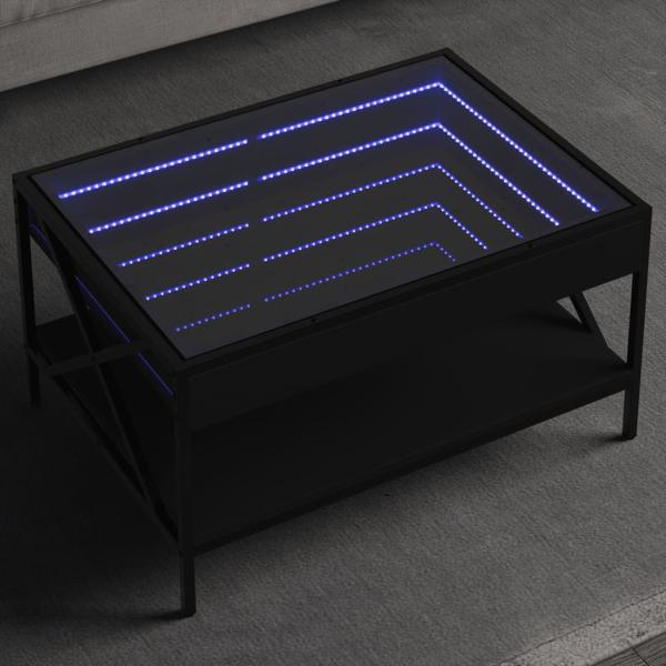 ARDEBO.de - Couchtisch mit Infinity-LED Schwarz 70x50x38 cm