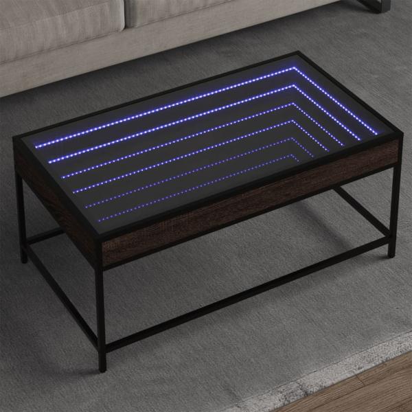 ARDEBO.de - Couchtisch mit Infinity-LED Braun Eichen-Optik 90x50x41 cm