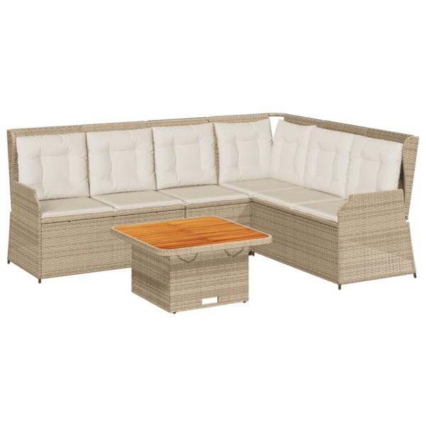 ARDEBO.de - 5-tlg. Garten-Lounge-Set mit Kissen Beige Poly Rattan