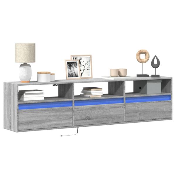 ARDEBO.de - TV-Wandschrank mit LED Grau Sonoma 180x31x45 cm