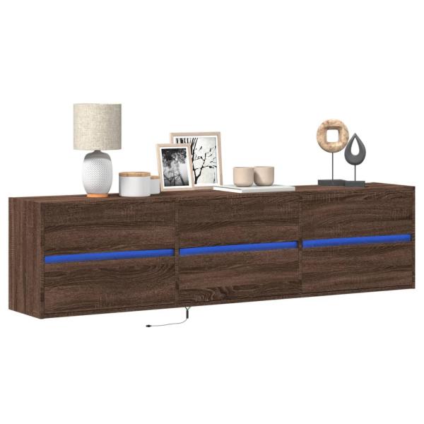 ARDEBO.de - TV-Wandschrank mit LED Braun Eichen-Optik 180x31x45 cm