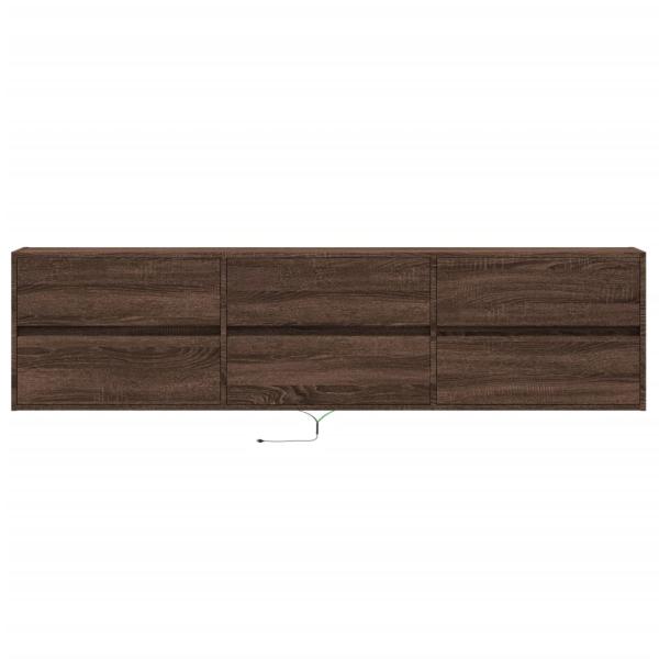 TV-Wandschrank mit LED Braun Eichen-Optik 180x31x45 cm