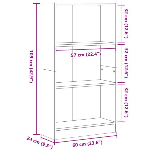 Bücherregal Schwarz 60x24x109 cm Holzwerkstoff