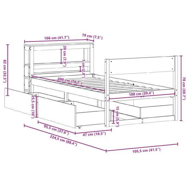 Massivholzbett ohne Matratze Wachsbraun 100x200 cm Kiefernholz