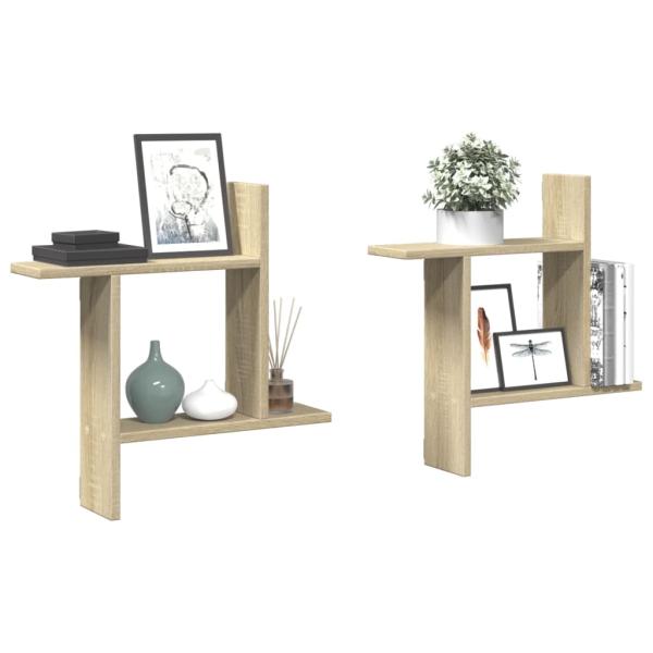 ARDEBO.de - Wandregale 2 Stk. Sonoma-Eiche 50x12x50 cm Holzwerkstoff