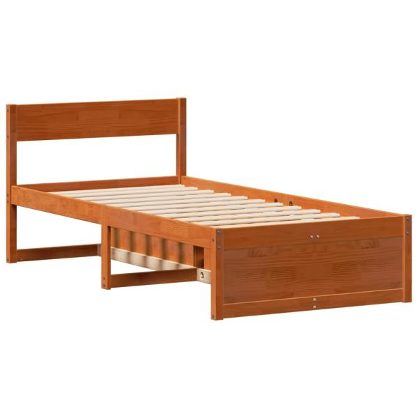 Massivholzbett ohne Matratze Wachsbraun 90x190 cm Kiefernholz
