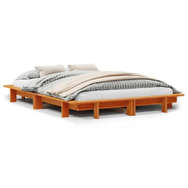 ARDEBO.de - Massivholzbett ohne Matratze Wachsbraun 135x190 cm Kiefernholz