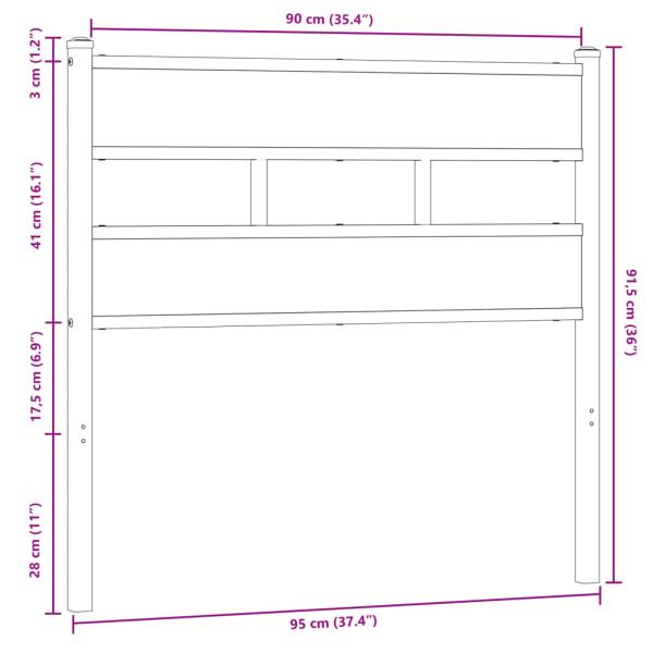 Kopfteil Braun Eichen-Optik 90 cm Stahl und Holzwerkstoff