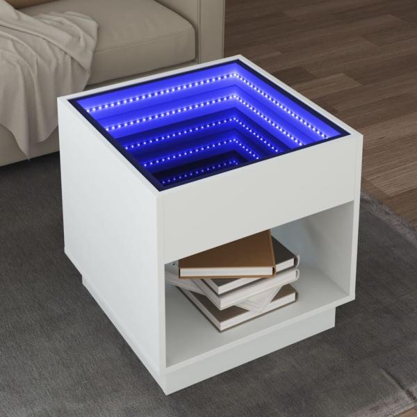ARDEBO.de - Couchtisch mit Infinity-LED Weiß 50x50x50 cm