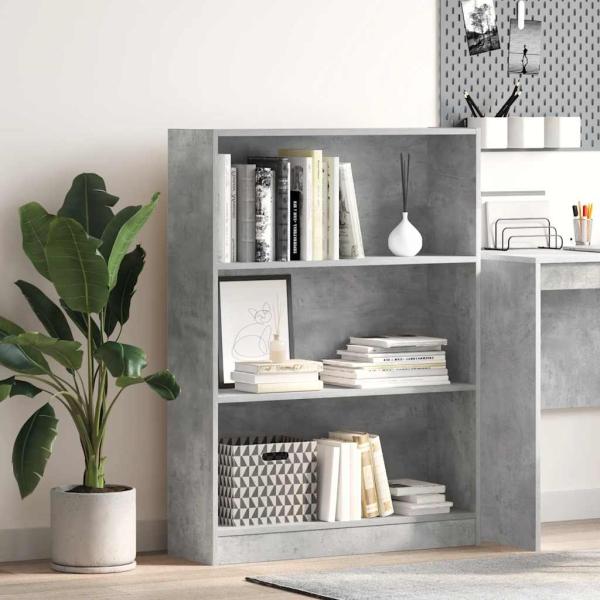 ARDEBO.de - Bücherregal Betongrau 80x24x109 cm Holzwerkstoff